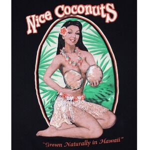Nice Coconuts Hawaii Graphic Tee Mens Large Black Double Sided Tourist Shirt